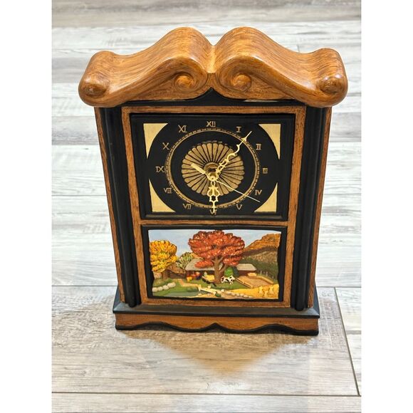 Vintage Ceramic Mantel Clock Hershey Mold Farm Mill Scene - Picture 1 of 13
